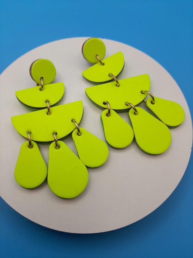 SALE! Large chandelier style earrings - neon yellow