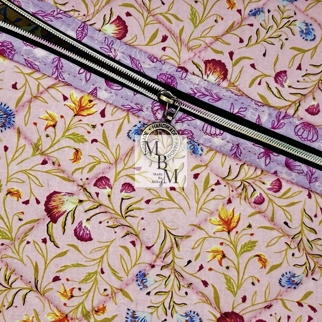 Pink Floral Signature Zipper Pouch - Flower Market Fabric
