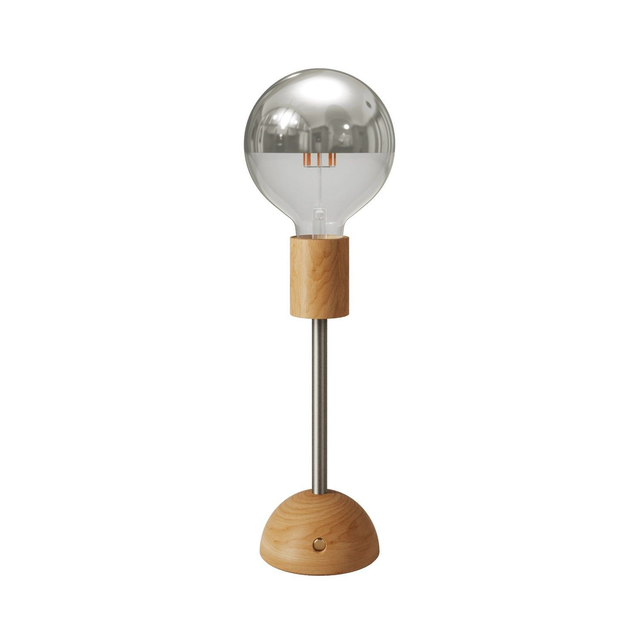 Tragbare, wiederaufladbare Leuchte Cabless02 mit Globe Glühbirne mit silberfarbener Kopfspiegelung, 
