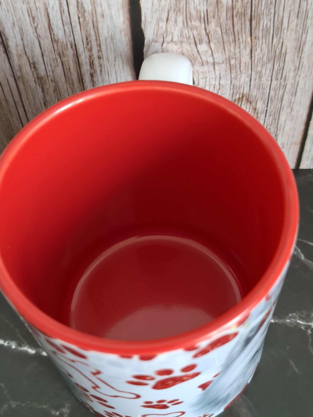 Mug rouge Noël samoyède et pattes