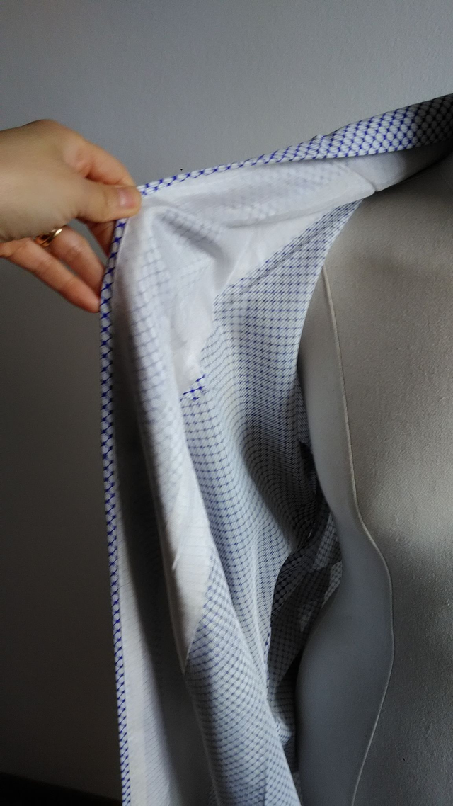 Cloud Pattern Vintage Japanese Kimono, White and Blue Colour Lightweight Sheer Polyester Japanese Jacket Coat and Vintage Obijime Belt