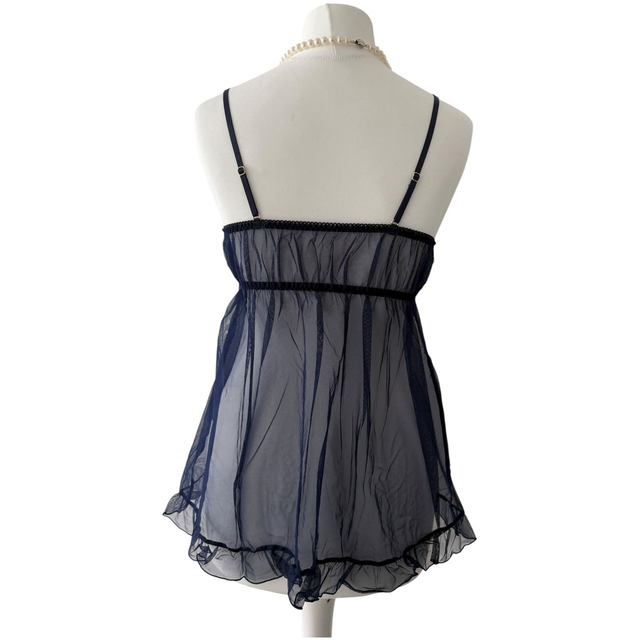 Navy blue blue ditsy daisy embroidered cups cami