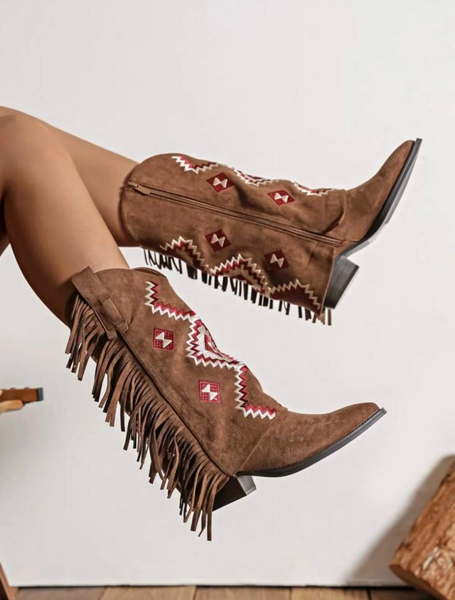 Laarsje met franje camel