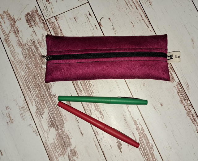 Trousse plate suédine rose