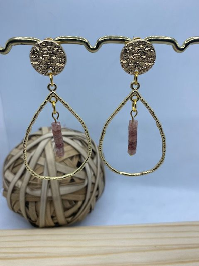 Boucles d'oreilles Quartz Fraise 