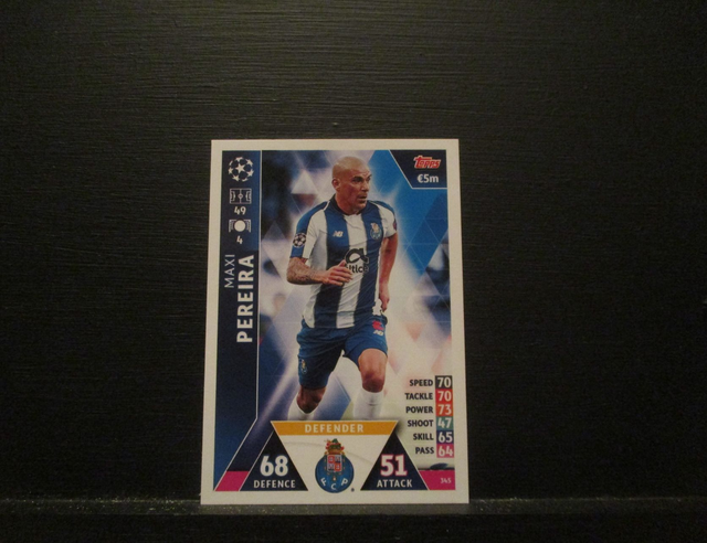 Maxi Pereira - UEFA Champions League Match Attax 2018/19 Original Trading Card #345
