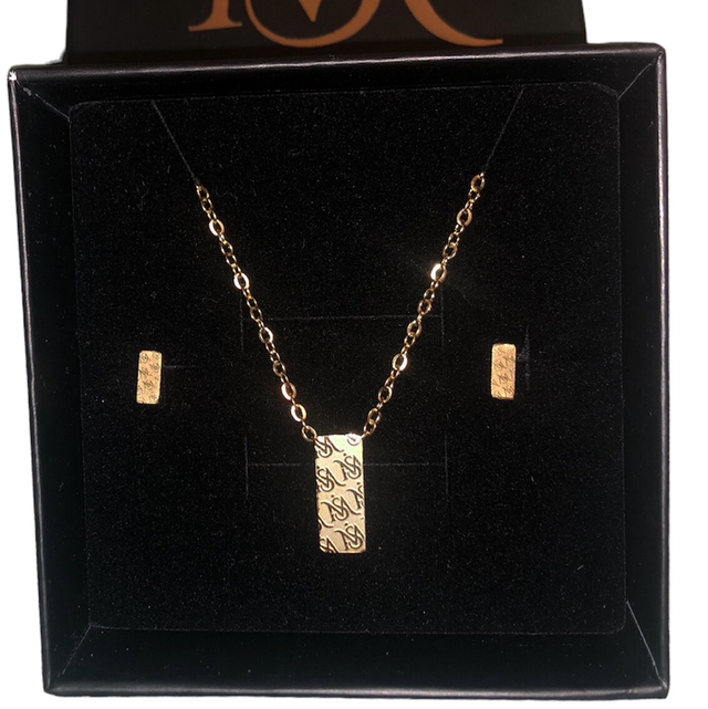 collier boucles d’oreilles acier inoxydable couleur doré 