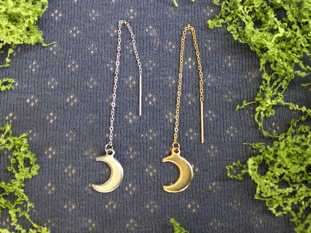 Mond Durchzieh-Ohrringe gold/silber [OR0025]   