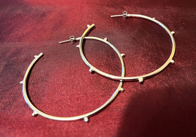Recycled Silver Hoop Earrings with Ball Accents