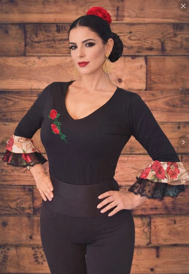 419 Taille S Top flamenco manches volants  