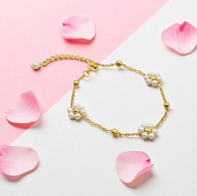 Bracelet PERLIA 3 Fleurs | en acier inoxydable 