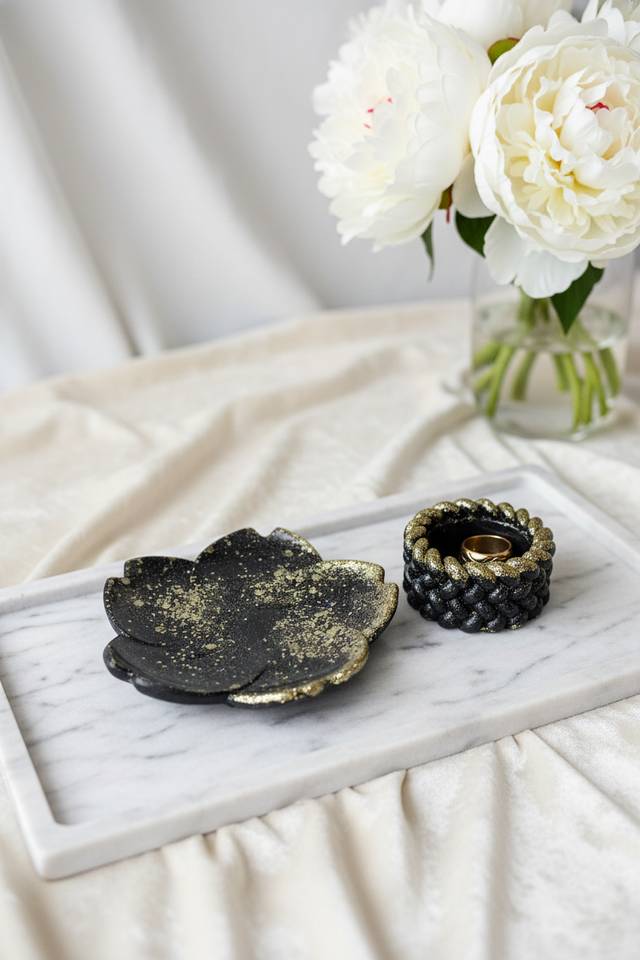 Porte bijoux Pétale &amp; Bougeoir- Collection Champagne nocturne