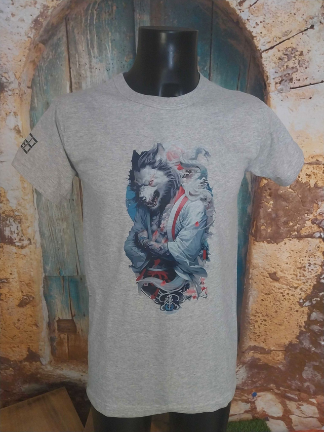 T-SHIRT HOMME GRIS (H12) LOUP MYSTIQUE