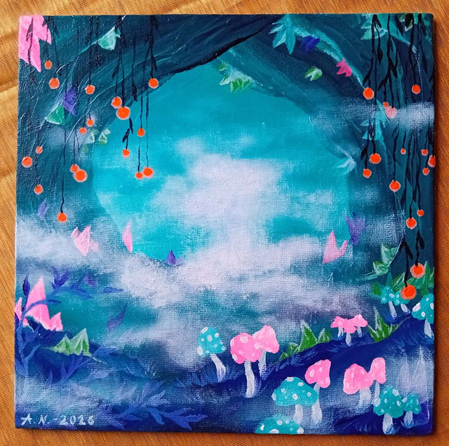 Crystal Caves -akryylimaalaus