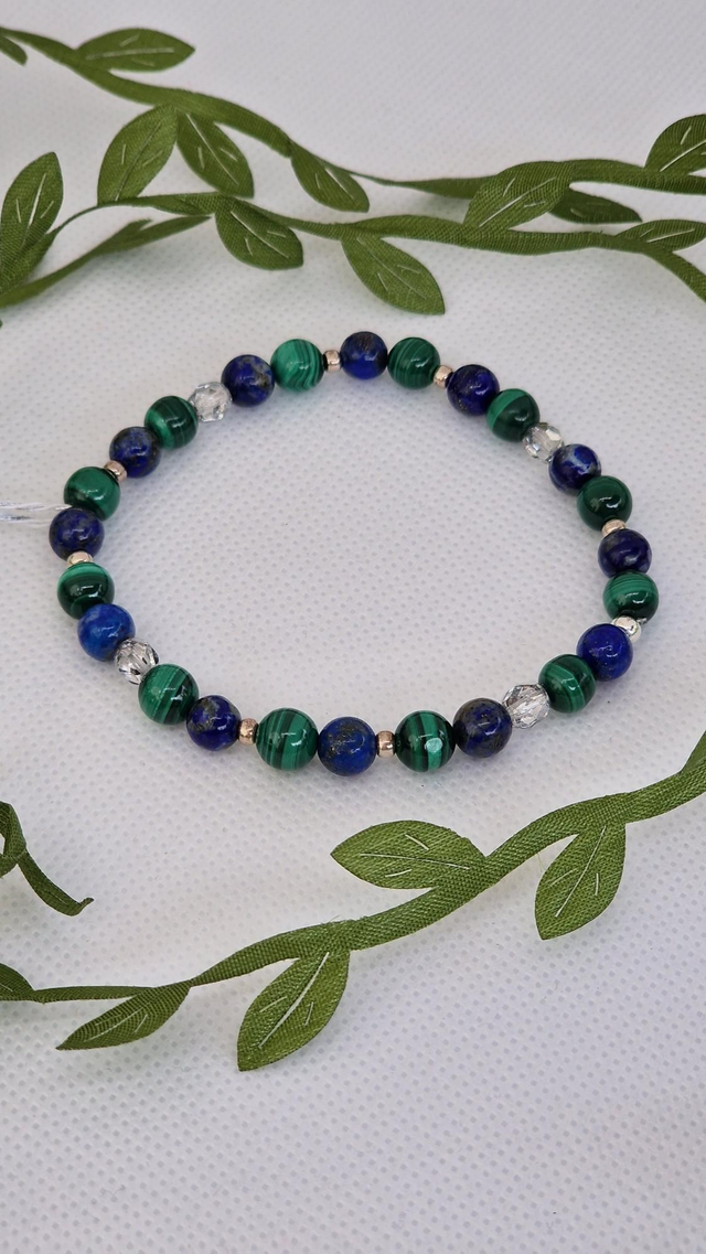 Bracelet Malachite et Lapis lazuli en 0,6 cm