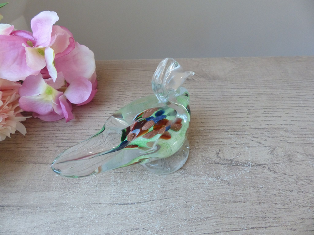 Sculpture Canard en Verre Soufflé, Canard Presse Papier en Verre, Décoration de Bureau, Figurine Canard Verrerie d'Art Kaysersberg en Alsace