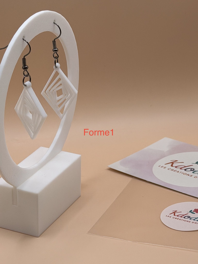 Boucles d'oreilles Géométrique - Losange -Triangle - Rond -  Attaches Crochet inox