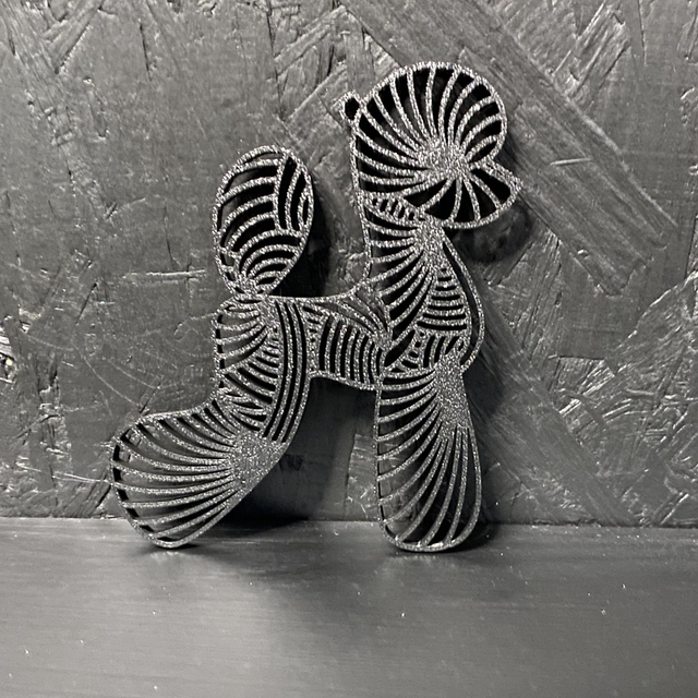 3D - Poodle Asian Black Sparkle