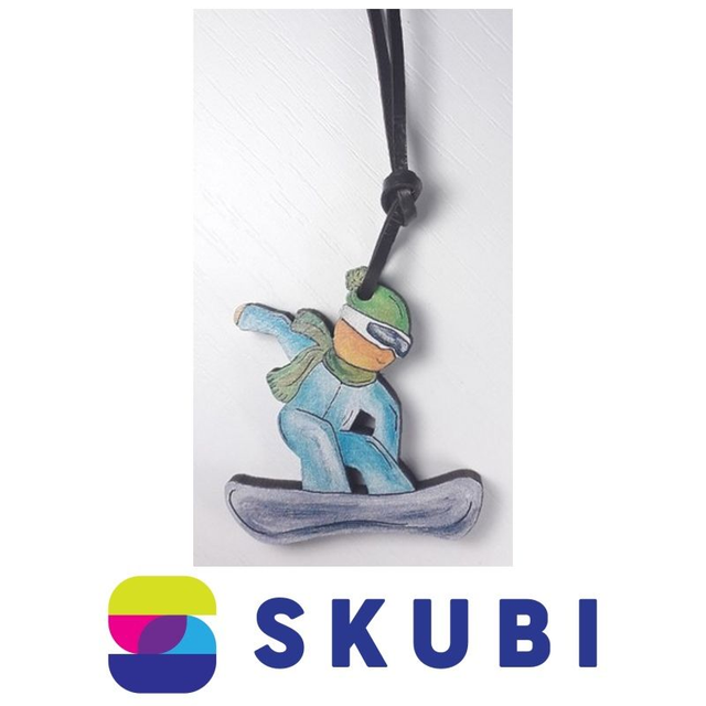 Přívěsek dřevěný - na krk - snowboardista