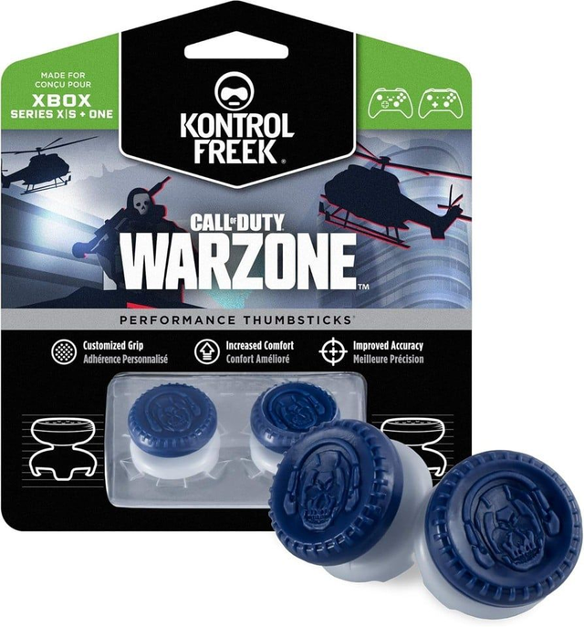 KontrolFreek Call of Duty: Warzone Performance Thumbsticks voor Xbox One en Xbox Series X | 2 verhoogd, hybride | blauw/grijs