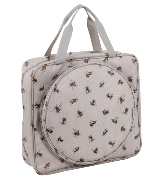 Project / Craft Bag with Embroidery Hoop Storage: Soft: Bee