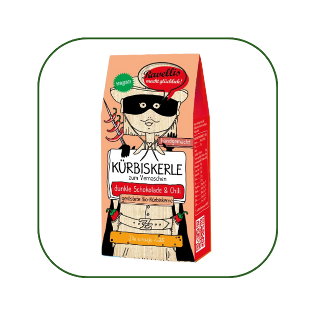 Bio-Kürbiskerne mit dunkler Schokolade & Chili, 80g