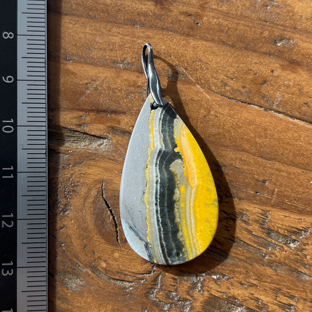 Pendentif en Jaspe Bourdon ou Bumble-Bee et bélière argent