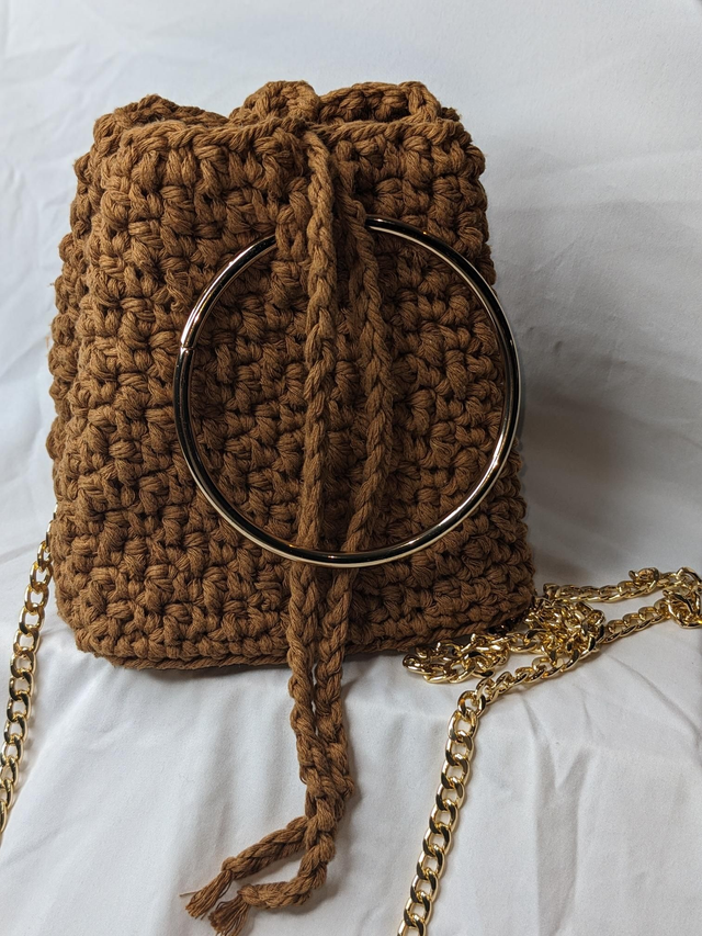 Square base crochet bag( sand brown)