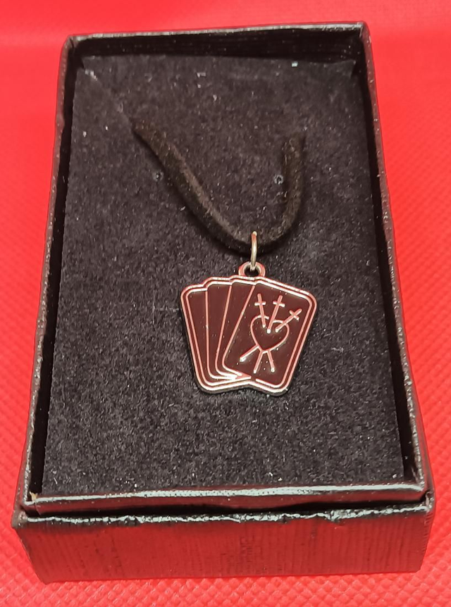 Enamel Black &amp; Silver Tarot Cards Pendant Necklace.