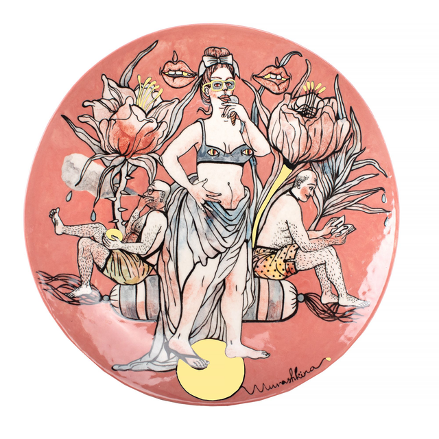 Nina Murashkina &quot;Blue Ice Cream&quot; ceramic plate 