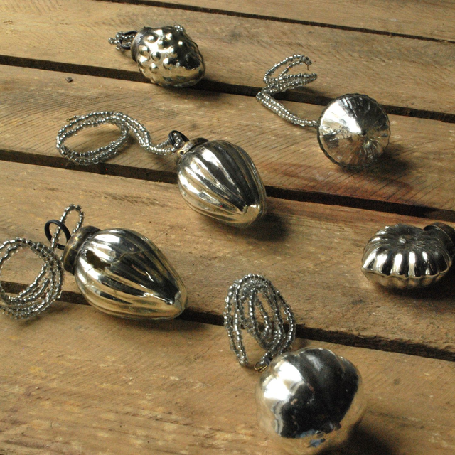 Silver Tree Decorations With Beaded Loops