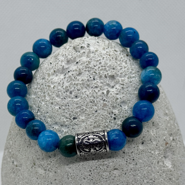 Bracelet en apatite bleue &amp; Vegvísir – garder le cap