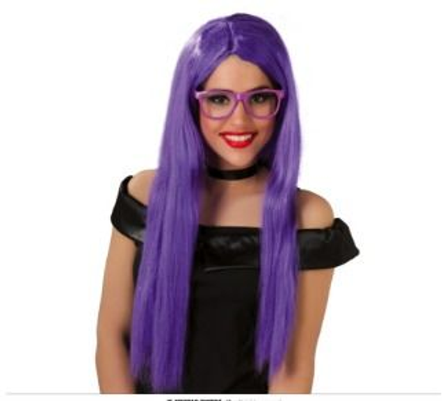 CARNEVALE , PARRUCCA VIOLA LISCIA  LUNGA 