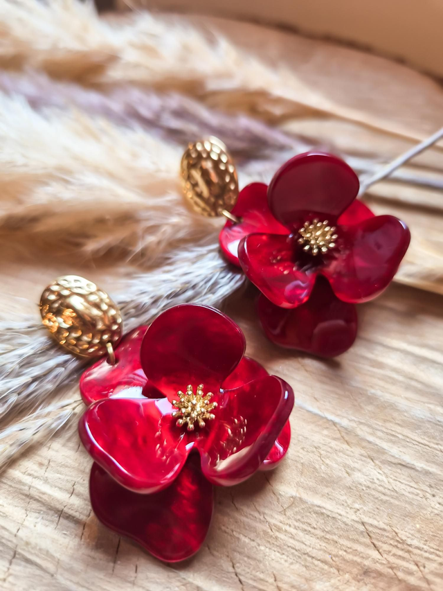 Boucles d'oreilles "Zara" - Modèle rouge foncé