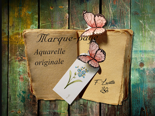Marque-page pop up aquarelle "Papillon rose"