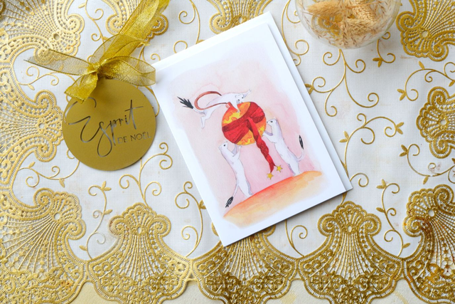 Carte de voeux Illustration "Les trois hermines"