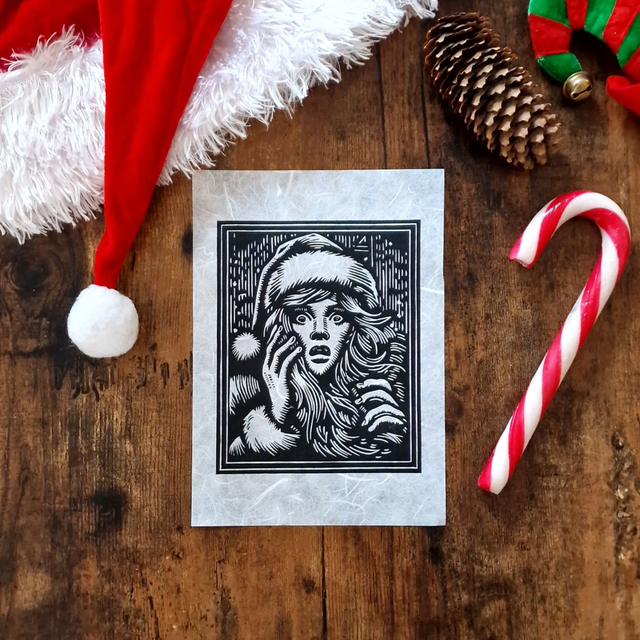 Linogravure - Etrange Noël