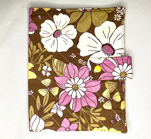 POCHETTE A PAPIERS IMPORTANTS FLEURS ROSES ET JAUNES 