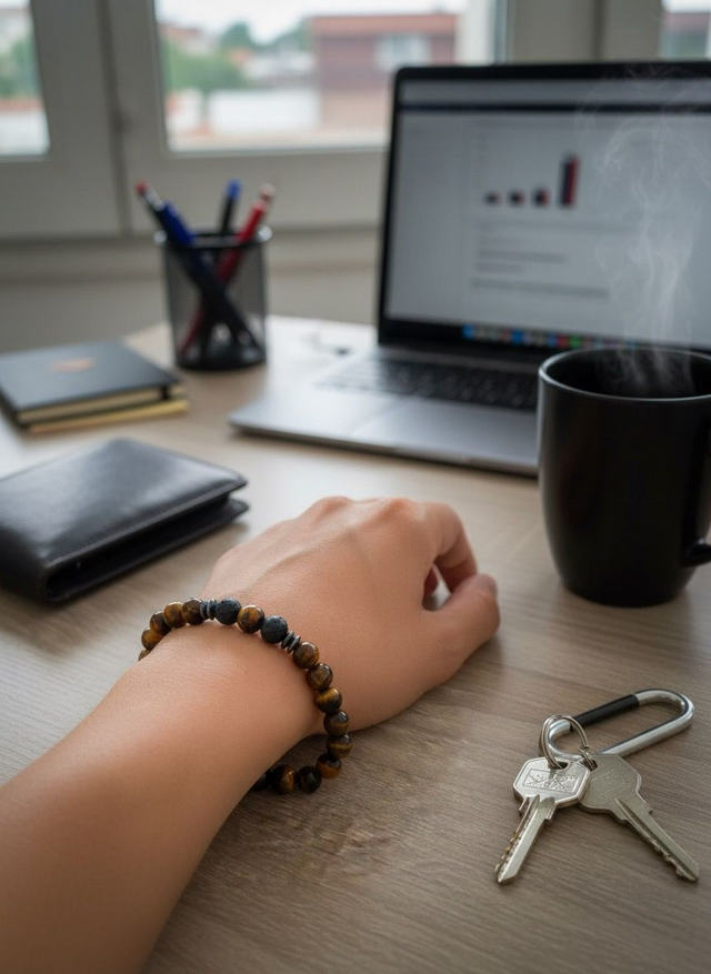 Bracelet pierres + pierres de lave