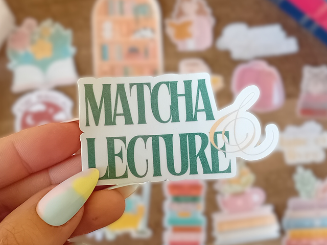Sticker Holographique Waterproof - Texte &quot;Matcha &amp; Lecture”