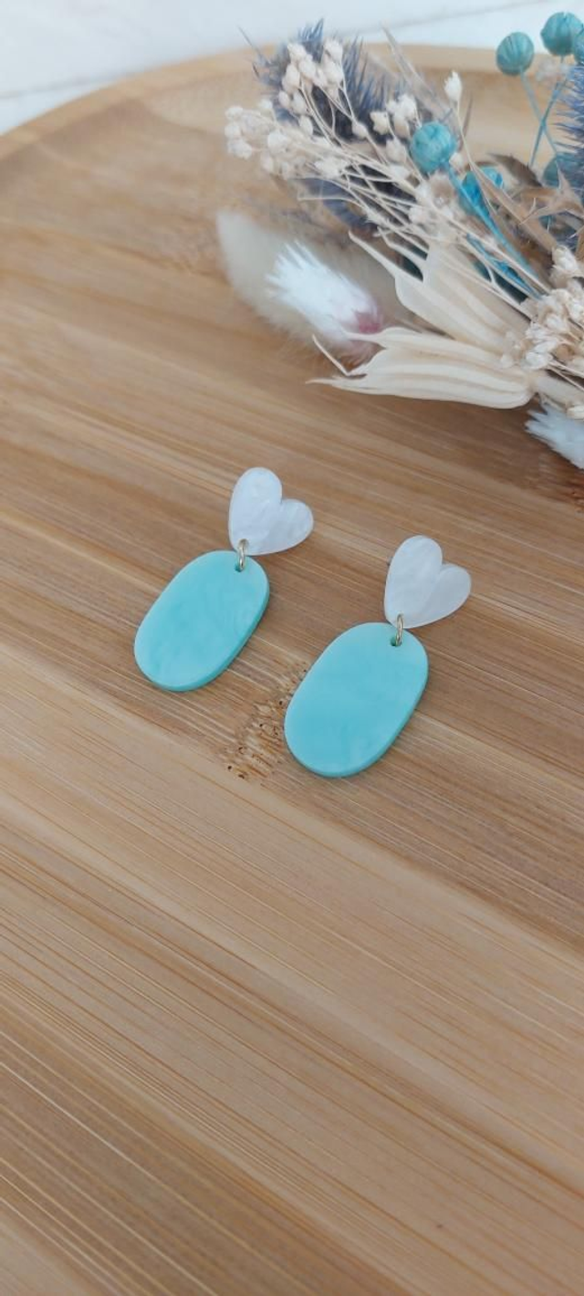 Boucles d'oreilles Beryl vert d'eau nacré 