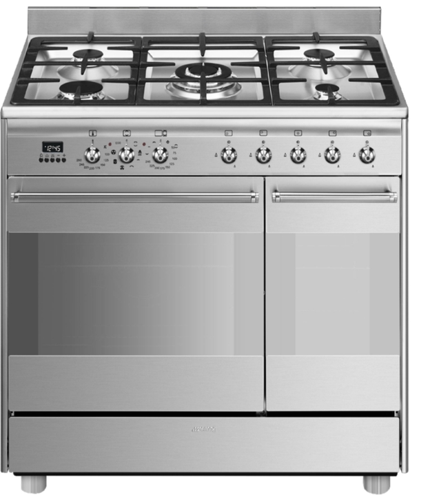 Smeg SCB92MX8 Concert Classic 90cm Dual Fuel Range Cooker, Stainless Steel, A Rated