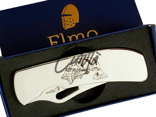 Canivete Monobloco Original Elmo Gravação Tucunaré com Clipe de Bolso Aço Inox 420hc