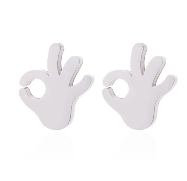 &#039;Okay&#039; Hand Stud Earrings