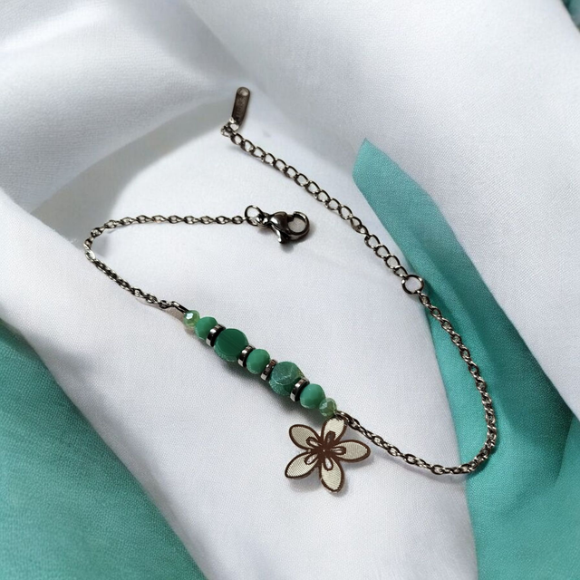 Bracelet acier inoxydable turquoise et argenté