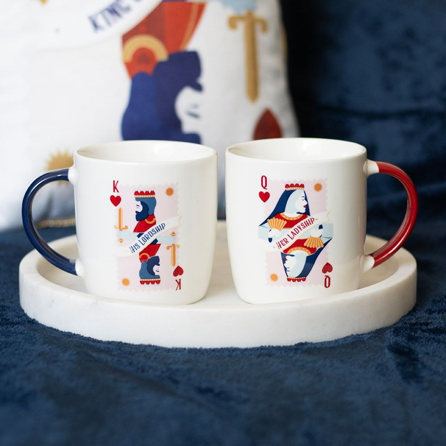 Her Ladyship &amp; His Lordship Playing Card Couples Mug Set
