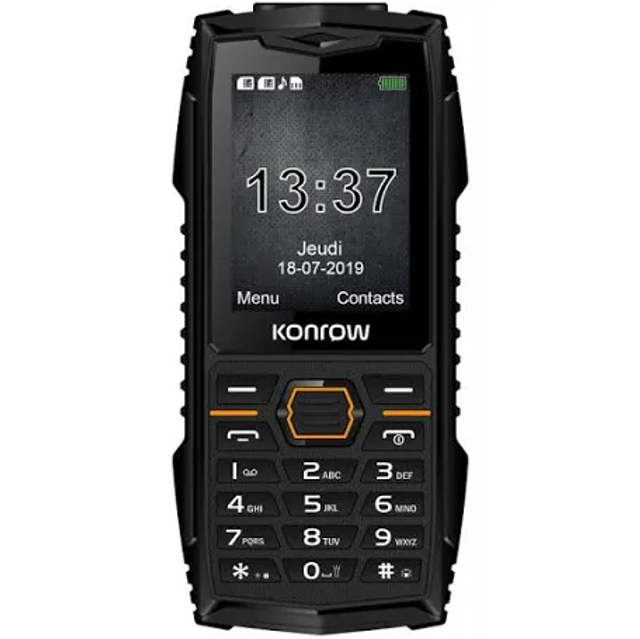Konrow Stone Plus - Téléphone Antichoc Certifié IP68 - 2.4'' - Double Sim - Noir -