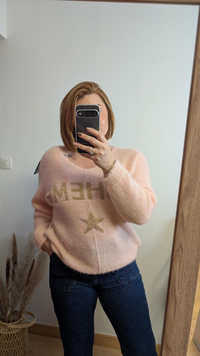 Pull &quot;Bohéme&quot; rose TU 36/44