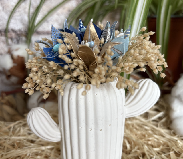 Vase cactus pour fleurs séchées - Blanc