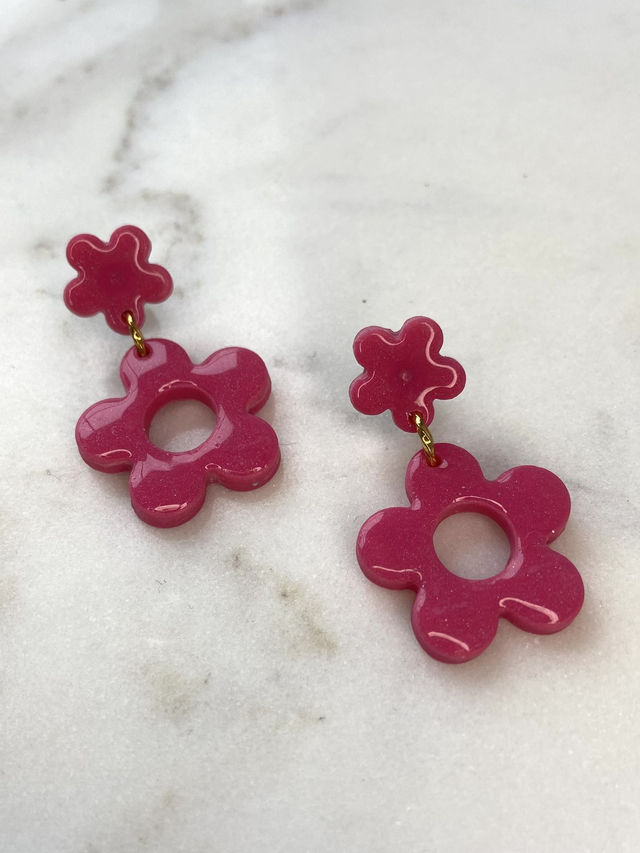 Boucles d'oreilles Fleur rose